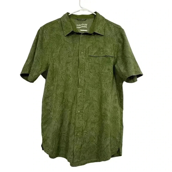 Avalanche Tops - Avalanche Mens Short Sleeve Casual Button Down Hiking Outdoor Shirt Large Green